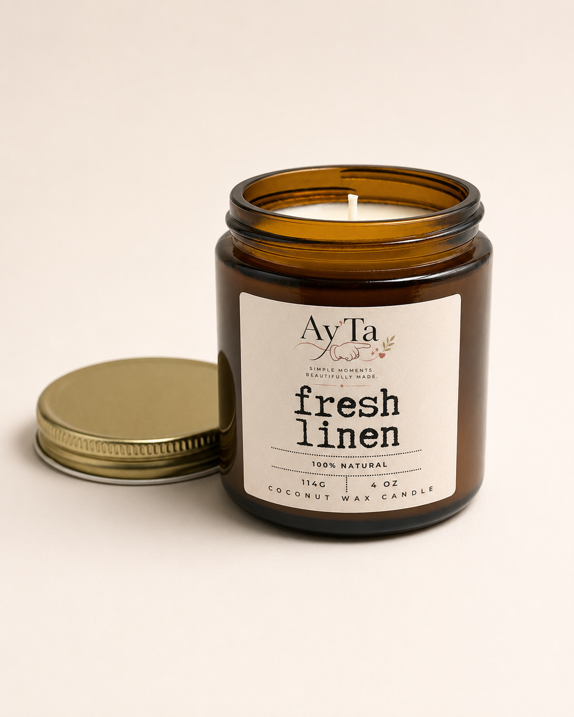 Ay'Ta Fresh Linen Coconut Wax Candle | 4 oz