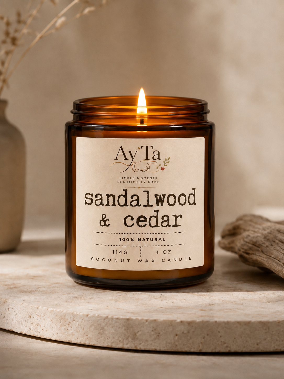 Ay'Ta Sandalwood & Cedar Coconut Wax Candle – 4 oz
