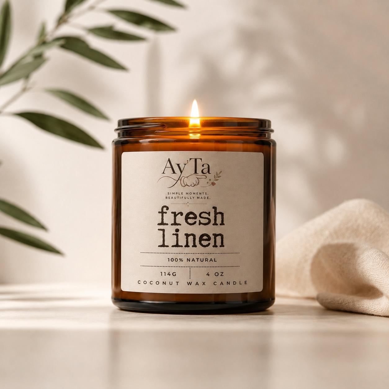 Ay'Ta Fresh Linen Coconut Wax Candle | 4 oz