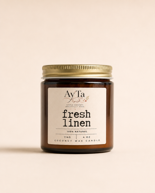 Ay'Ta Fresh Linen Coconut Wax Candle | 4 oz